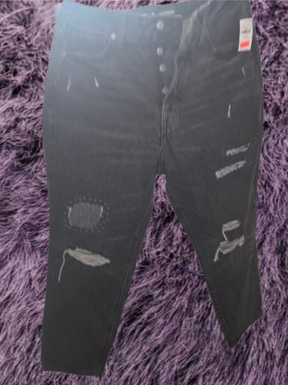 Old Navy Black Straight Leg Distressed Jeans